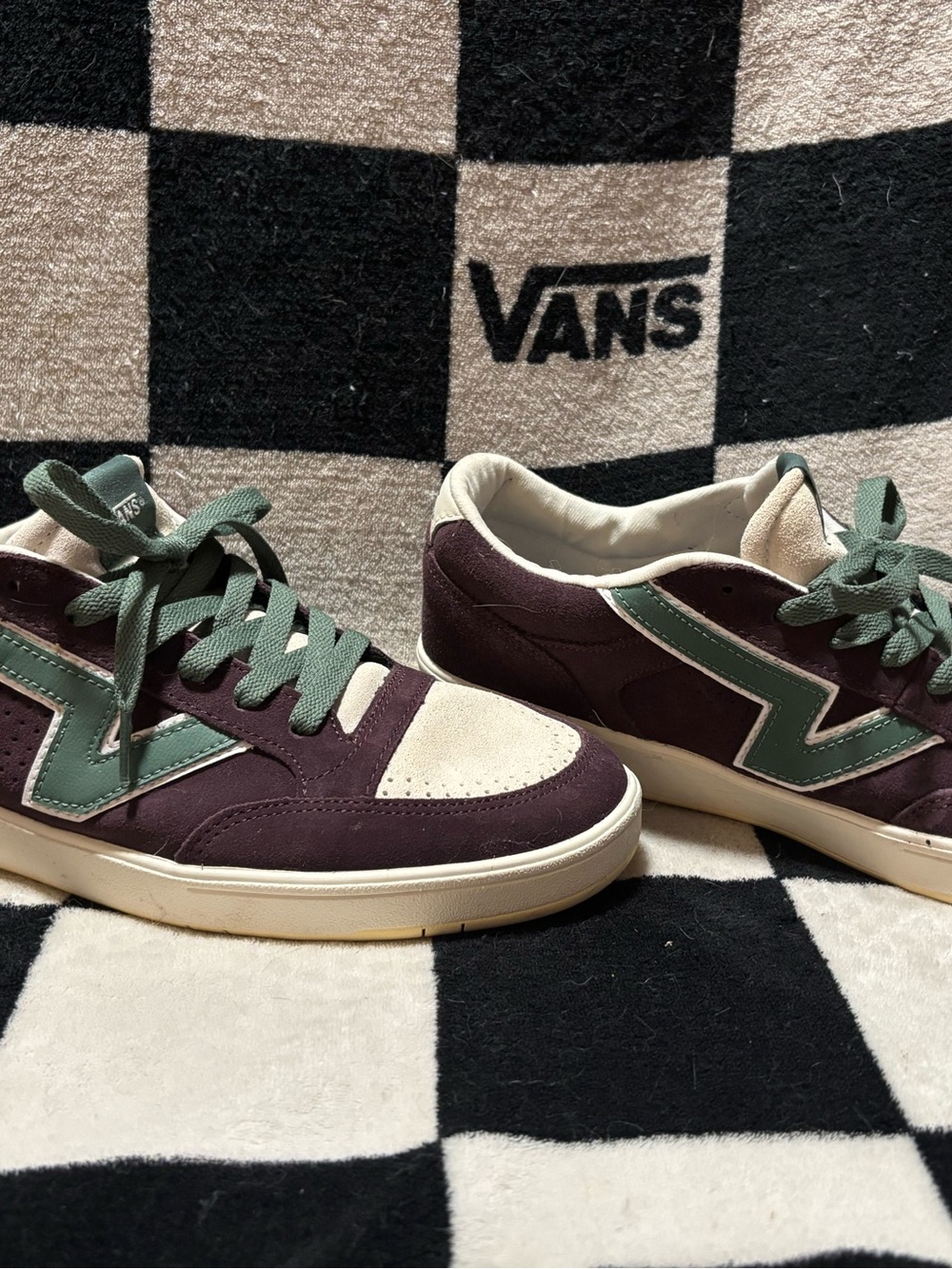 Vans Lowland CC sneakers in a "Grape Wine" and green colorway